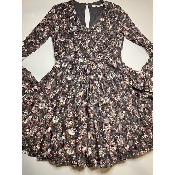 Rewind Junior Small Floral Dress Full Skirt Sheer Sleeves Lined - Picture 9 of 9